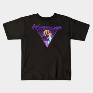 Retro Vaporwave Ski Mountain | Zermatt Switzerland | Shirts, Stickers, and More! Kids T-Shirt